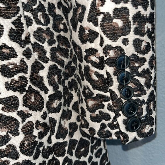ANTHROPOLOGIE Leopard Animal Print Double Breasted Jacket Coat - EUC - Size 0 - Picture 9 of 16